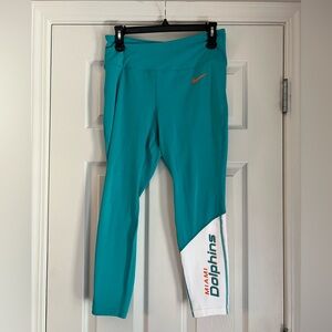 Large Nike Dri-fit Miami Dolphins Leggings for workout or everyday - NFL Teal